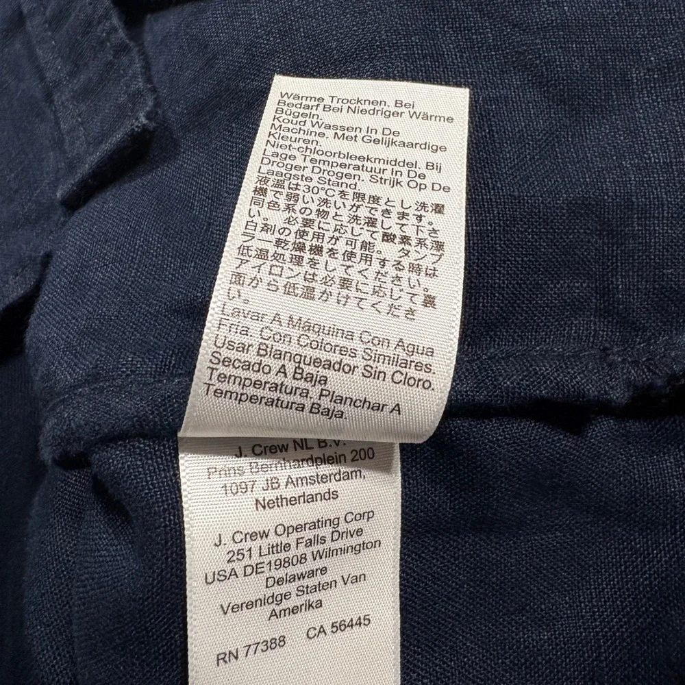 J. Crew Relaxed-Fit Short-Sleeve Baird McNutt Irish Linen Shirtdress Navy L
